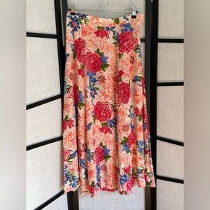 Brooks Brothers Vintage Silk Maxi Skirt. Pink and Blue Floral. A-line. Side zip